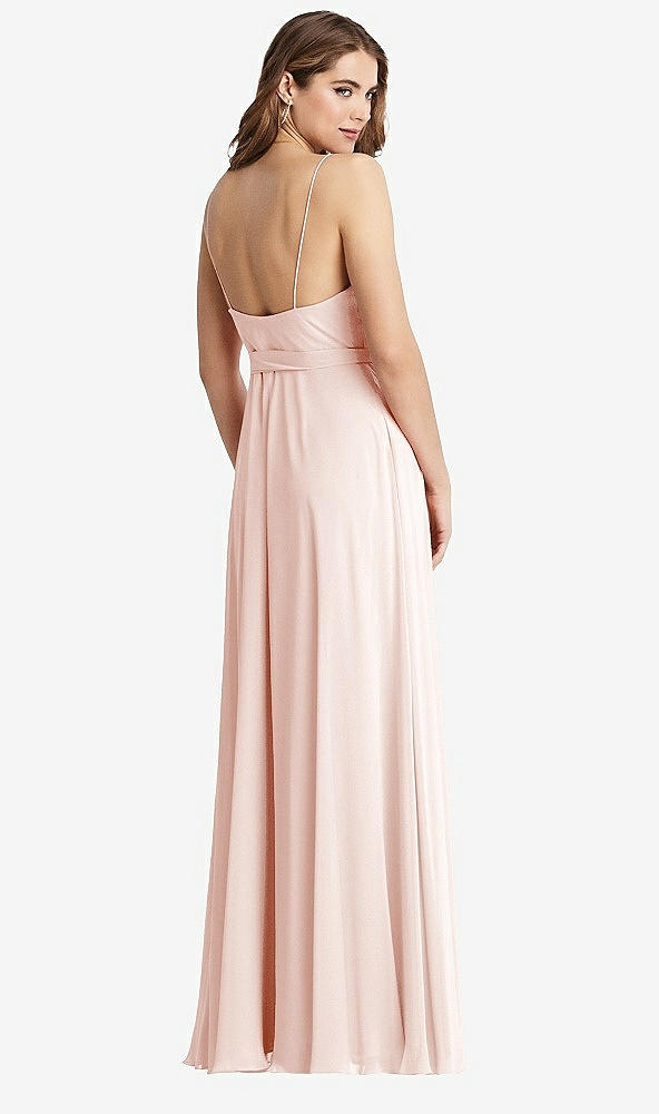 Back View - Blush Chiffon Maxi Wrap Dress with Sash - Cora