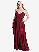 Alt View 1 Thumbnail - Burgundy Chiffon Maxi Wrap Dress with Sash - Cora