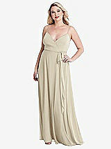 Alt View 1 Thumbnail - Champagne Chiffon Maxi Wrap Dress with Sash - Cora