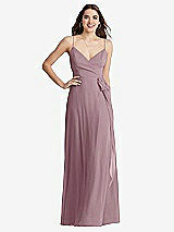 Front View Thumbnail - Dusty Rose Chiffon Maxi Wrap Dress with Sash - Cora