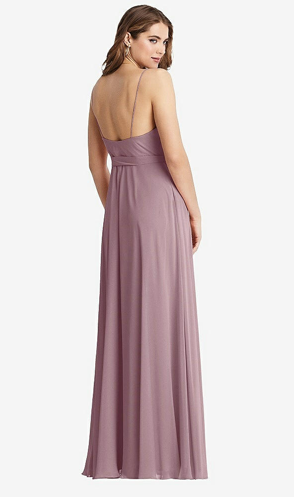 Back View - Dusty Rose Chiffon Maxi Wrap Dress with Sash - Cora