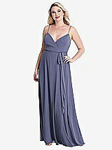 Alt View 1 Thumbnail - French Blue Chiffon Maxi Wrap Dress with Sash - Cora