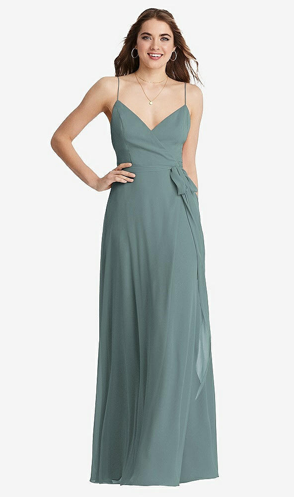 Front View - Icelandic Chiffon Maxi Wrap Dress with Sash - Cora