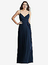 Front View Thumbnail - Midnight Navy Chiffon Maxi Wrap Dress with Sash - Cora