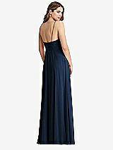 Rear View Thumbnail - Midnight Navy Chiffon Maxi Wrap Dress with Sash - Cora