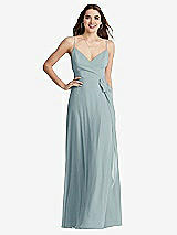 Front View Thumbnail - Morning Sky Chiffon Maxi Wrap Dress with Sash - Cora