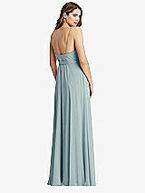 Rear View Thumbnail - Morning Sky Chiffon Maxi Wrap Dress with Sash - Cora