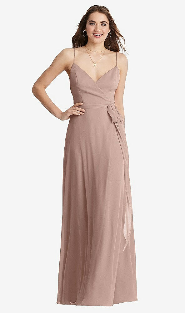 Front View - Neu Nude Chiffon Maxi Wrap Dress with Sash - Cora