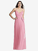 Front View Thumbnail - Peony Pink Chiffon Maxi Wrap Dress with Sash - Cora