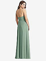 Rear View Thumbnail - Seagrass Chiffon Maxi Wrap Dress with Sash - Cora