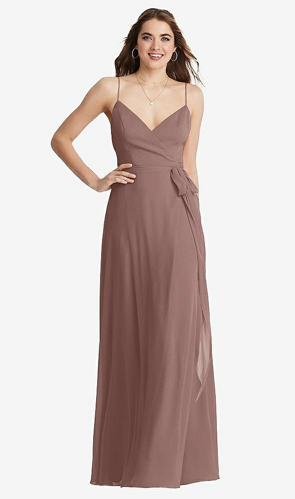 Front View - Sienna Chiffon Maxi Wrap Dress with Sash - Cora