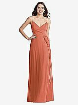 Front View Thumbnail - Terracotta Copper Chiffon Maxi Wrap Dress with Sash - Cora