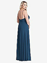 Alt View 2 Thumbnail - Dusk Blue Square Neck Chiffon Maxi Dress with Front Slit - Elliott