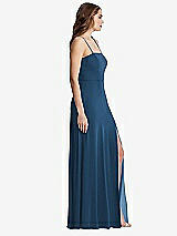 Side View Thumbnail - Dusk Blue Square Neck Chiffon Maxi Dress with Front Slit - Elliott