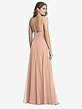 Rear View Thumbnail - Pale Peach Square Neck Chiffon Maxi Dress with Front Slit - Elliott