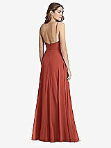 Rear View Thumbnail - Amber Sunset Square Neck Chiffon Maxi Dress with Front Slit - Elliott