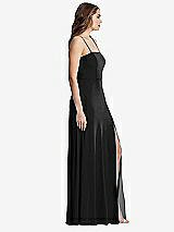 Side View Thumbnail - Black Square Neck Chiffon Maxi Dress with Front Slit - Elliott