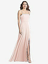 Front View Thumbnail - Blush Square Neck Chiffon Maxi Dress with Front Slit - Elliott