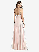 Rear View Thumbnail - Blush Square Neck Chiffon Maxi Dress with Front Slit - Elliott