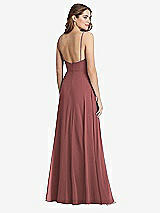 Rear View Thumbnail - English Rose Square Neck Chiffon Maxi Dress with Front Slit - Elliott