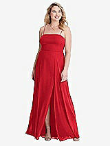 Alt View 1 Thumbnail - Parisian Red Square Neck Chiffon Maxi Dress with Front Slit - Elliott