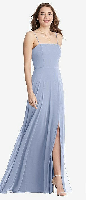 Lovely Bridesmaids Sky Blue Square Neckline Bridesmaid Dresses