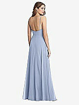 Rear View Thumbnail - Sky Blue Square Neck Chiffon Maxi Dress with Front Slit - Elliott