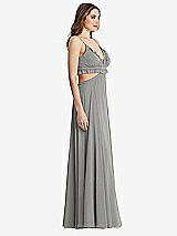 Side View Thumbnail - Chelsea Gray Ruffled Chiffon Cutout Maxi Dress - Jessie