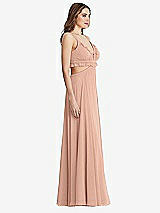 Side View Thumbnail - Pale Peach Ruffled Chiffon Cutout Maxi Dress - Jessie