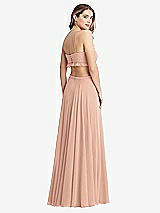 Rear View Thumbnail - Pale Peach Ruffled Chiffon Cutout Maxi Dress - Jessie