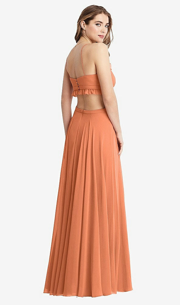 Back View - Sweet Melon Ruffled Chiffon Cutout Maxi Dress - Jessie