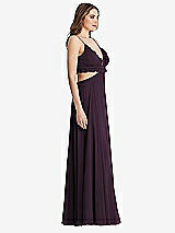 Side View Thumbnail - Aubergine Ruffled Chiffon Cutout Maxi Dress - Jessie