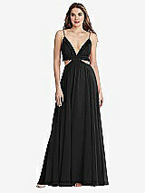 Front View Thumbnail - Black Ruffled Chiffon Cutout Maxi Dress - Jessie