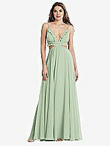 Front View Thumbnail - Celadon Ruffled Chiffon Cutout Maxi Dress - Jessie