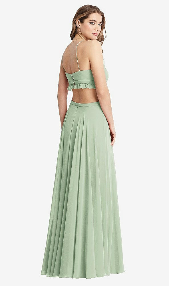 Back View - Celadon Ruffled Chiffon Cutout Maxi Dress - Jessie