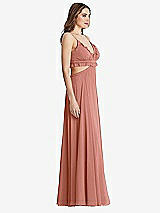 Side View Thumbnail - Desert Rose Ruffled Chiffon Cutout Maxi Dress - Jessie