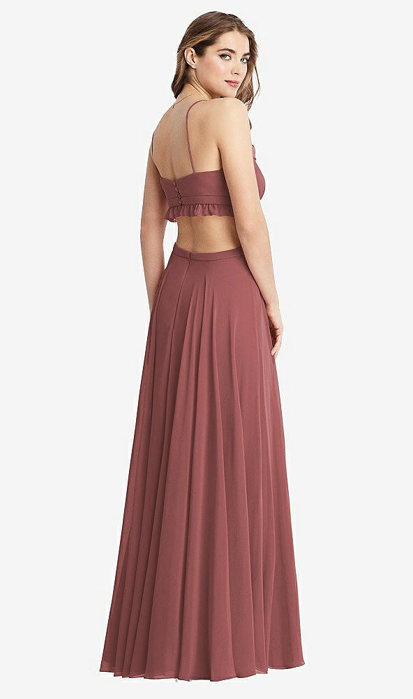 Back View - English Rose Ruffled Chiffon Cutout Maxi Dress - Jessie