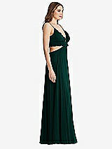 Side View Thumbnail - Evergreen Ruffled Chiffon Cutout Maxi Dress - Jessie