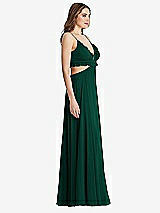 Side View Thumbnail - Hunter Green Ruffled Chiffon Cutout Maxi Dress - Jessie