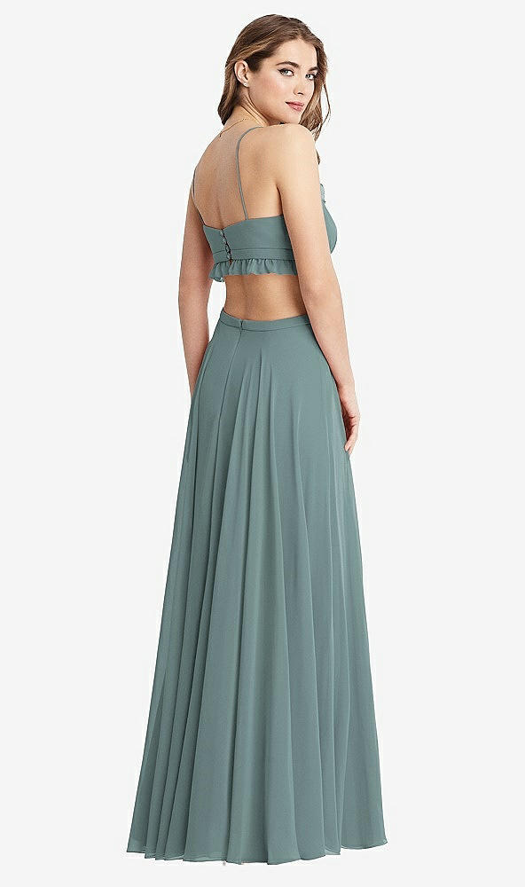 Back View - Icelandic Ruffled Chiffon Cutout Maxi Dress - Jessie