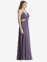 Side View Thumbnail - Lavender Ruffled Chiffon Cutout Maxi Dress - Jessie