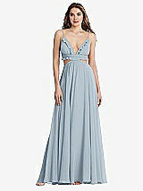 Front View Thumbnail - Mist Ruffled Chiffon Cutout Maxi Dress - Jessie