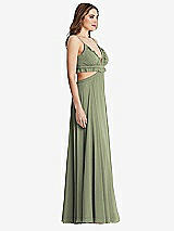 Side View Thumbnail - Sage Ruffled Chiffon Cutout Maxi Dress - Jessie