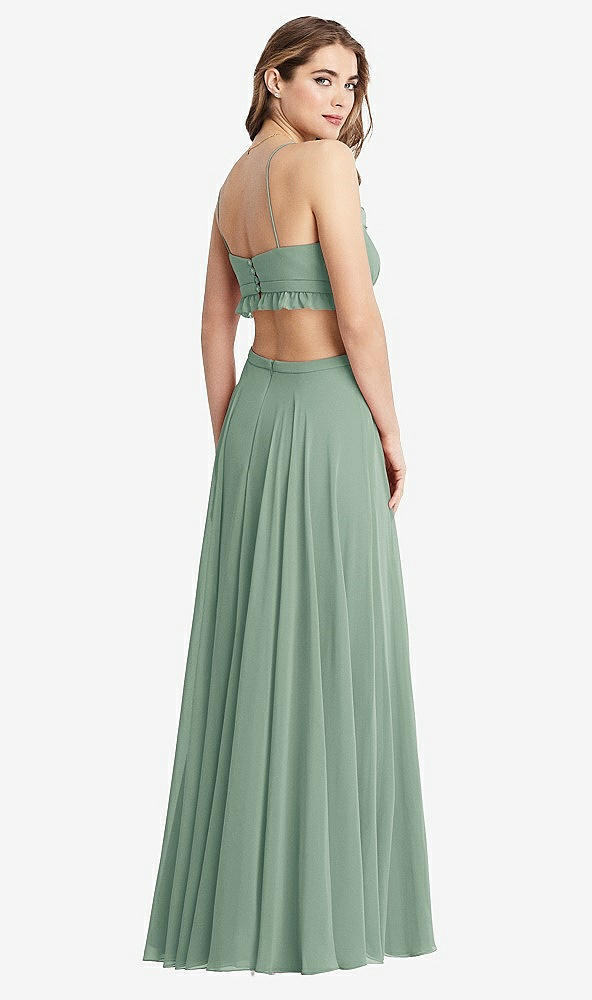 Back View - Seagrass Ruffled Chiffon Cutout Maxi Dress - Jessie