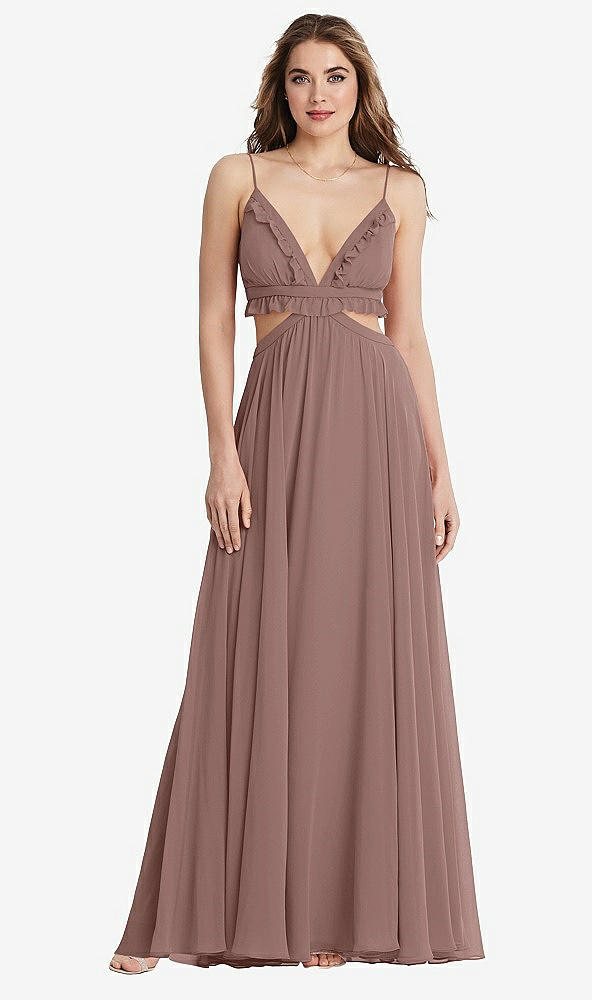 Front View - Sienna Ruffled Chiffon Cutout Maxi Dress - Jessie