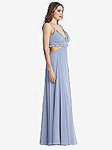 Side View Thumbnail - Sky Blue Ruffled Chiffon Cutout Maxi Dress - Jessie