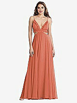 Front View Thumbnail - Terracotta Copper Ruffled Chiffon Cutout Maxi Dress - Jessie