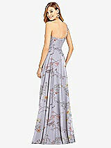 Rear View Thumbnail - Butterfly Botanica Silver Dove One-Shoulder Draped Chiffon Maxi Dress - Dani