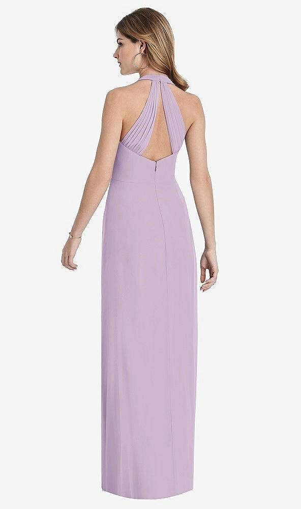 Front View - Pale Purple V-Neck Halter Chiffon Maxi Dress - Taryn