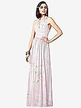 Front View Thumbnail - Watercolor Print Ruched Halter Open-Back Maxi Dress - Jada